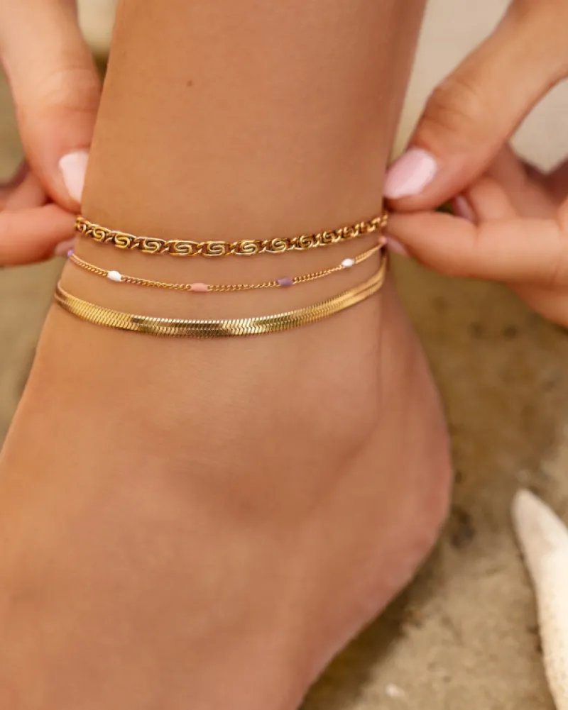 Finaste Plat Enkelbandje goud kleurig New