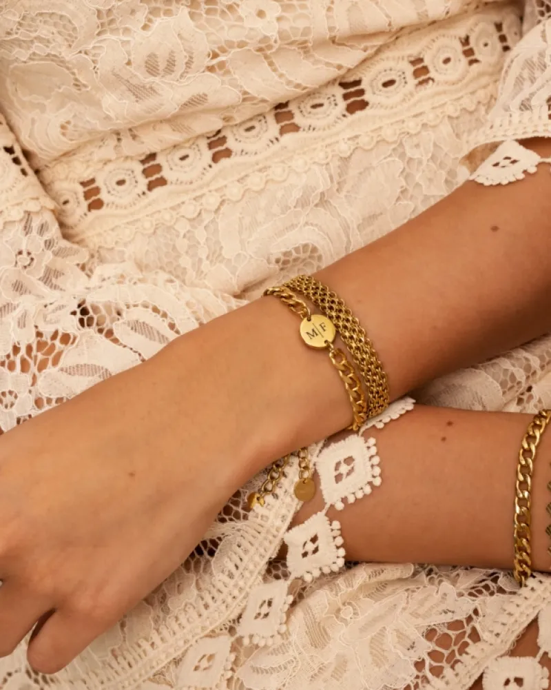 Finaste Platte armband mesh goud kleurig Best