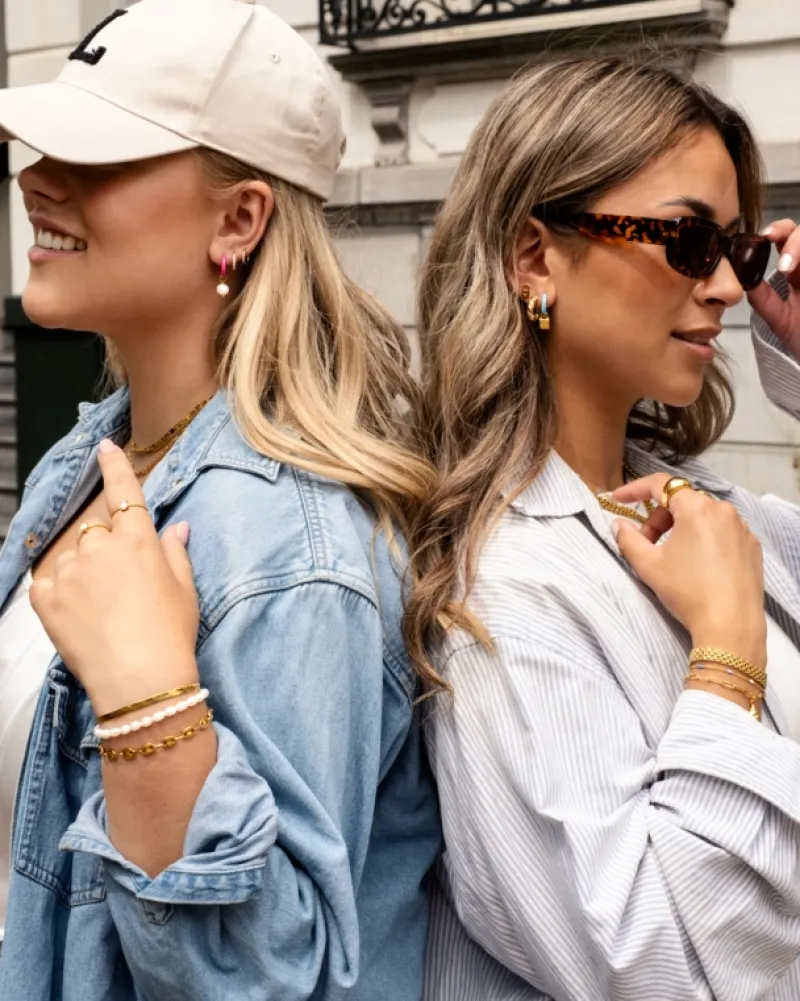Finaste Platte armband mesh goud kleurig Best