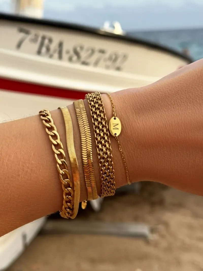 Finaste Platte armband mesh goud kleurig Best