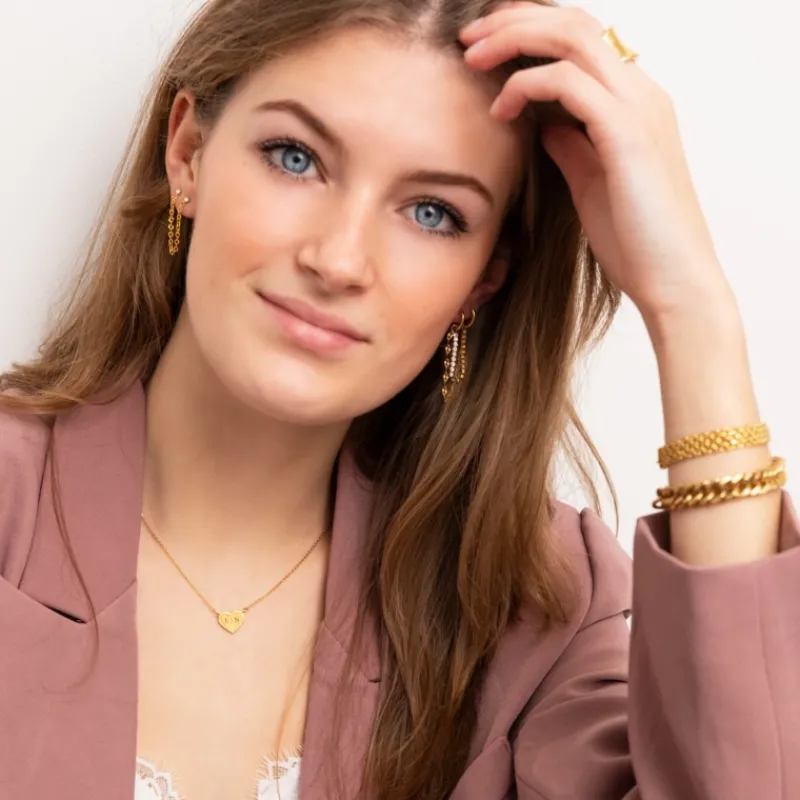 Finaste Platte armband mesh goud kleurig Best