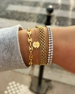 Finaste Platte armband mesh goud kleurig Best
