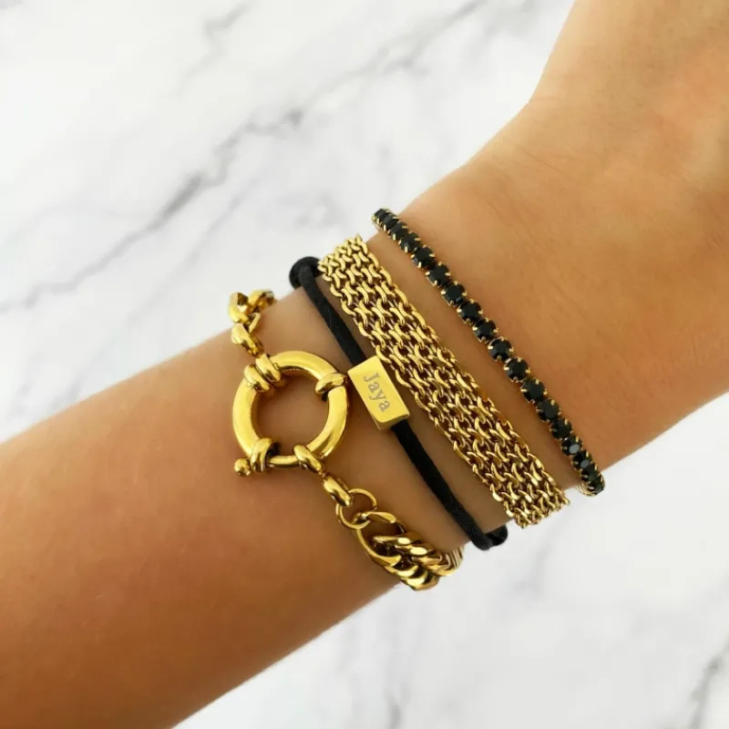 Finaste Platte armband mesh goud kleurig Best