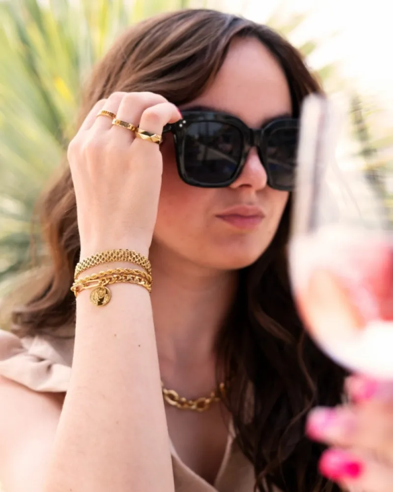 Finaste Platte armband mesh goud kleurig Best
