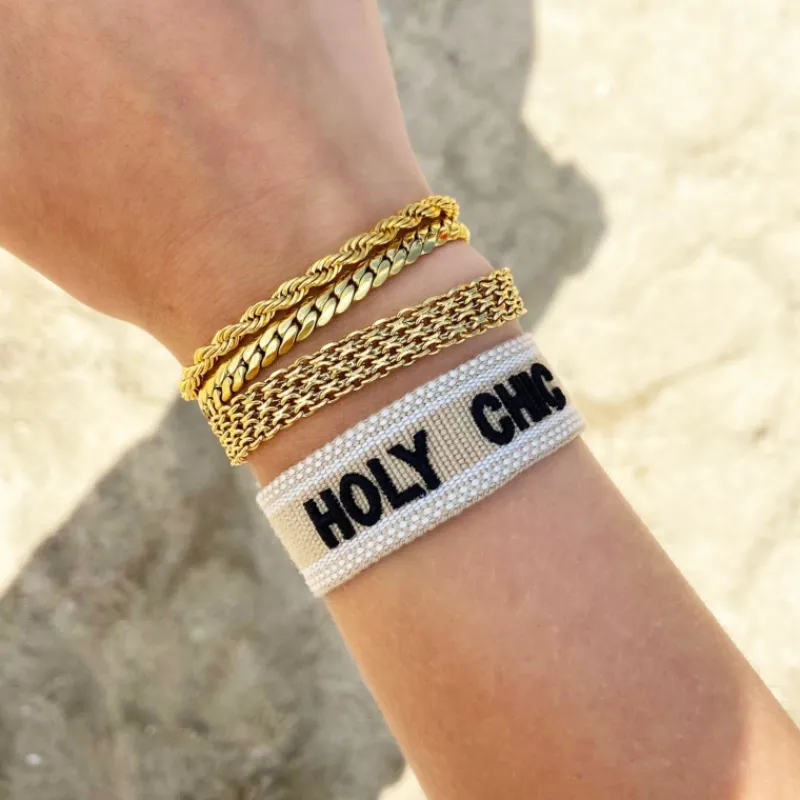Finaste Platte armband mesh goud kleurig Best