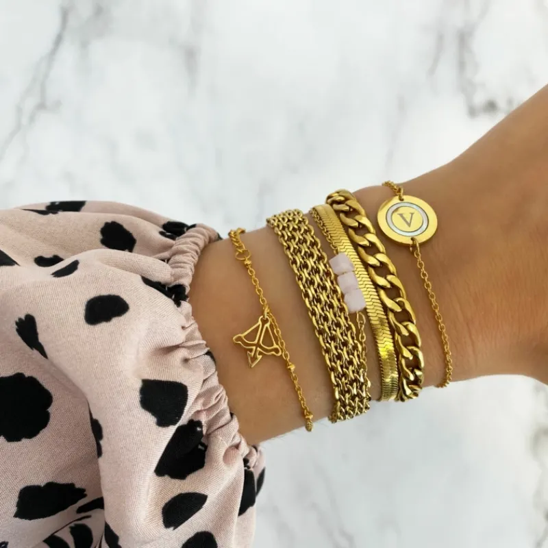 Finaste Platte armband mesh goud kleurig Best