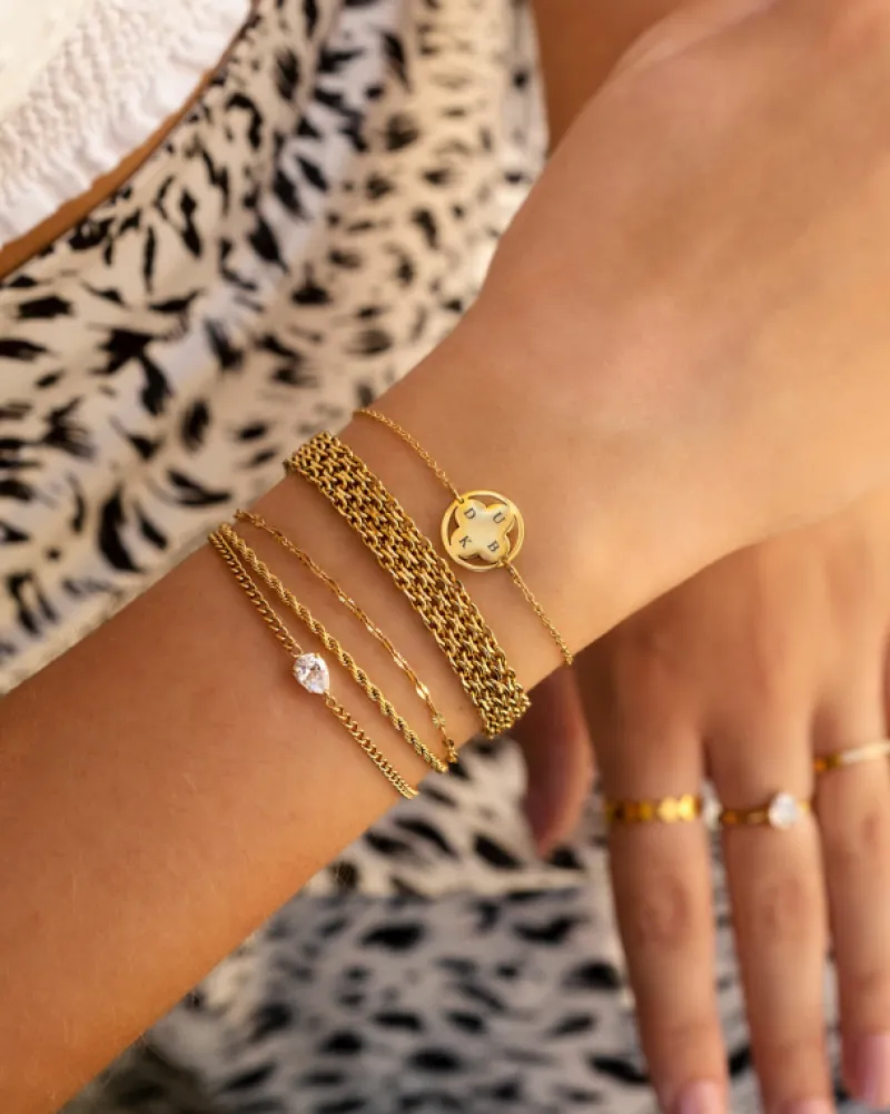Finaste Platte armband mesh goud kleurig Best