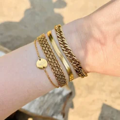 Finaste Platte armband mesh goud kleurig Best