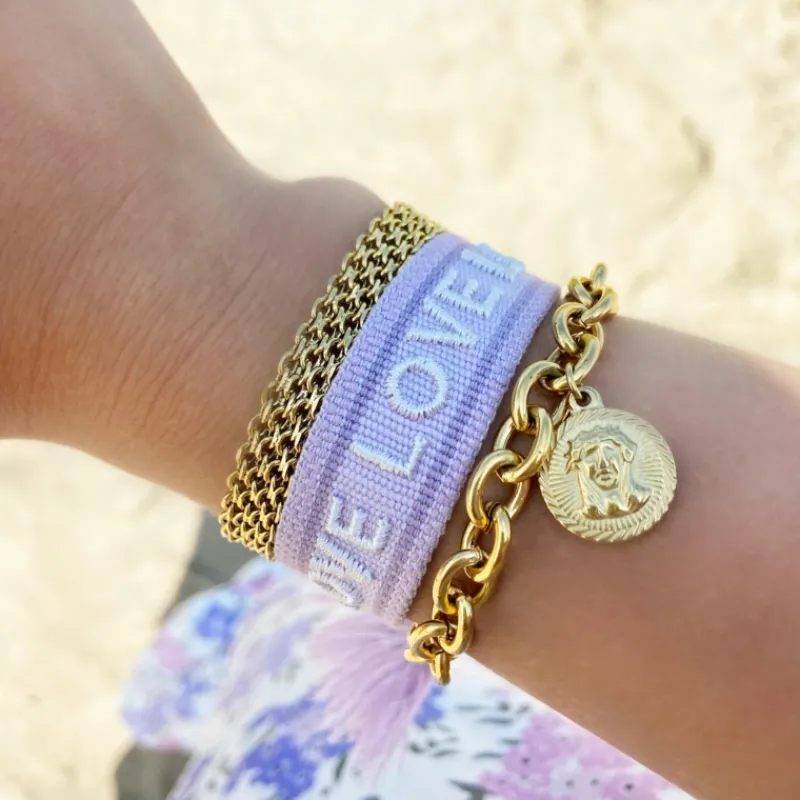 Finaste Platte armband mesh goud kleurig Best