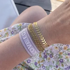 Finaste Platte armband mesh goud kleurig Best