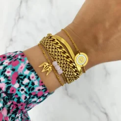 Finaste Platte armband mesh goud kleurig Best