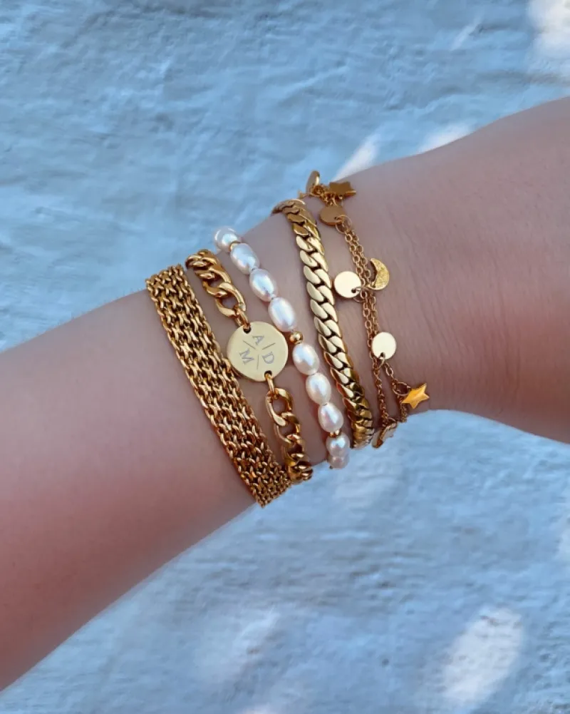 Finaste Platte armband mesh goud kleurig Best