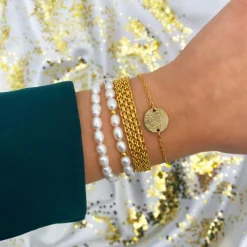 Finaste Platte armband mesh goud kleurig Best