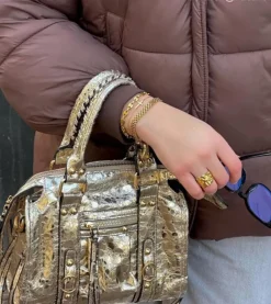 Finaste Platte armband mesh goud kleurig Best