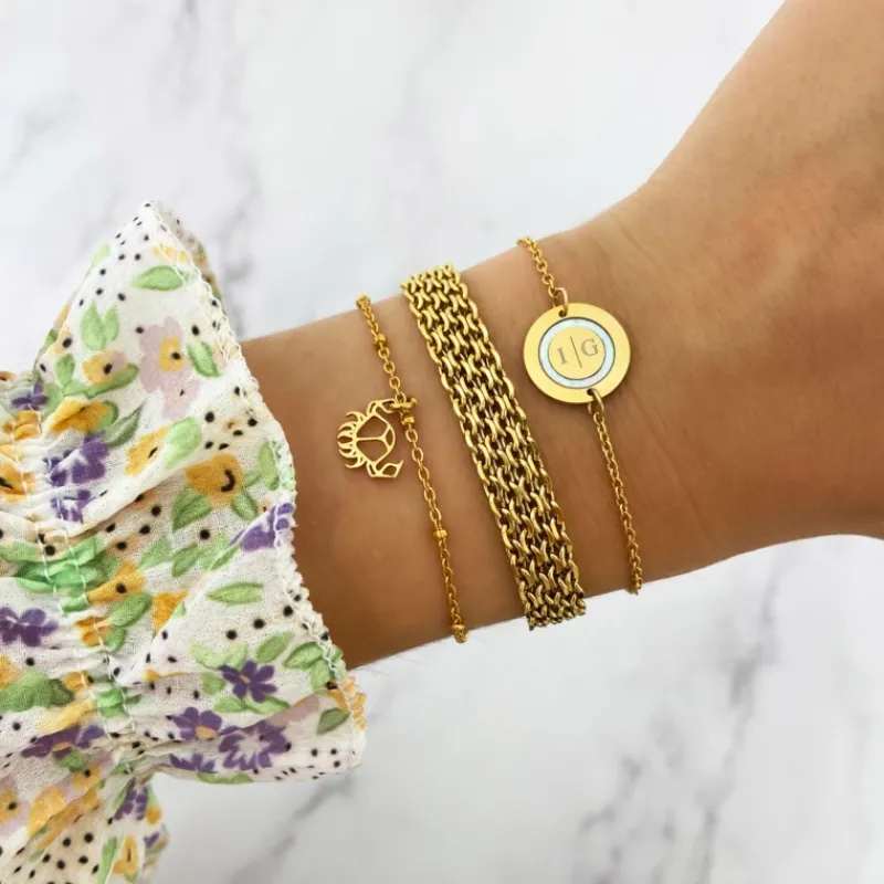 Finaste Platte armband mesh goud kleurig Best