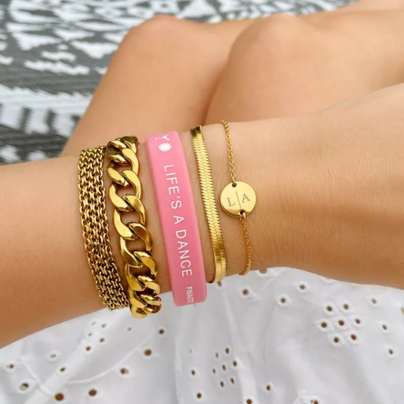 Finaste Platte armband mesh goud kleurig Best