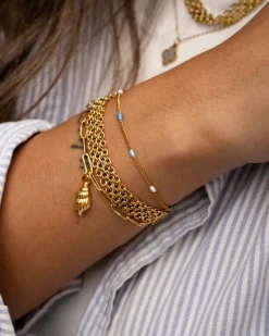 Finaste Platte armband mesh goud kleurig Best
