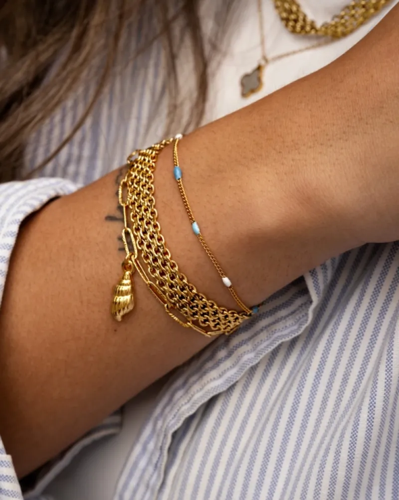 Finaste Platte armband mesh goud kleurig Best