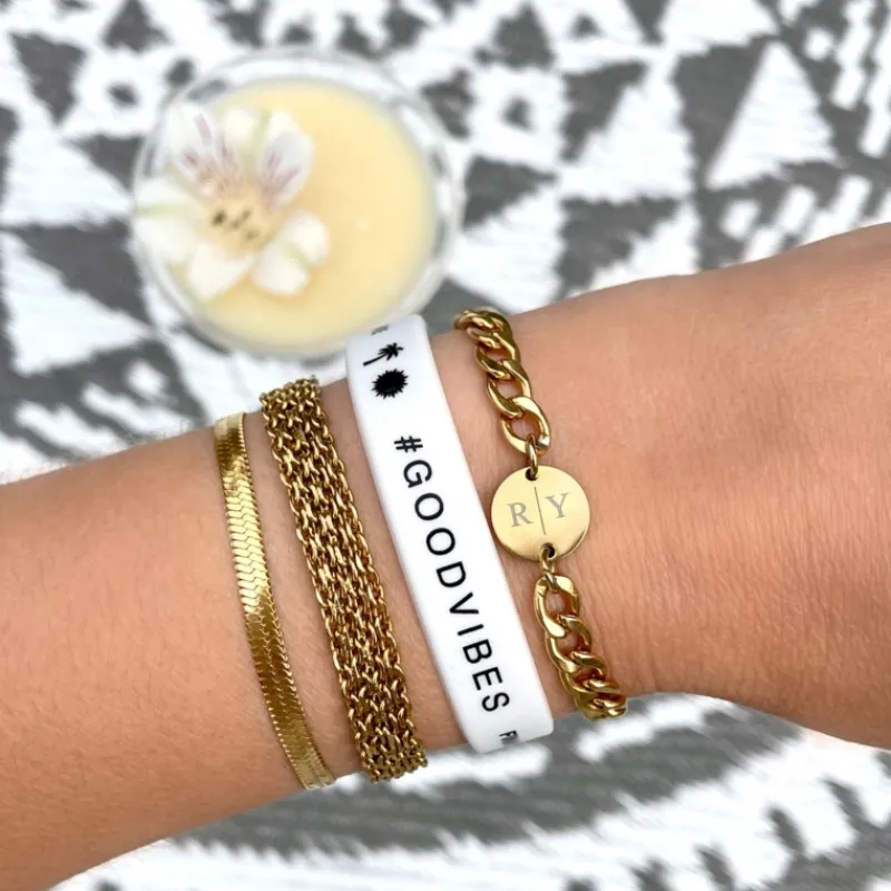 Finaste Platte armband mesh goud kleurig Best