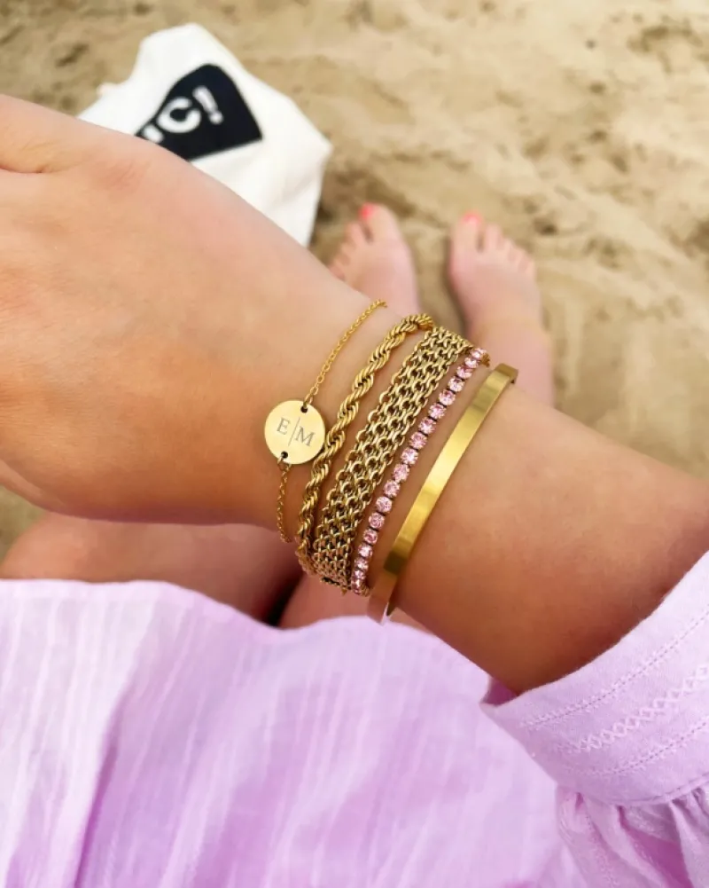 Finaste Platte armband mesh goud kleurig Best