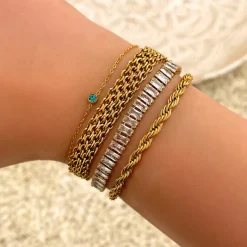 Finaste Platte armband mesh goud kleurig Best