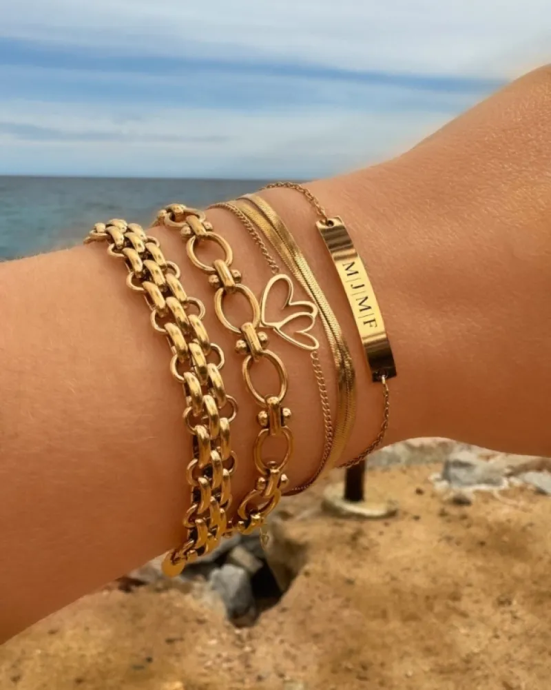 Finaste Platte snake armband dubbel goudkleurig Fashion