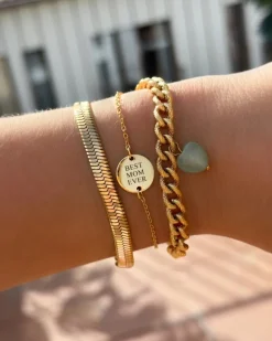 Finaste Platte snake armband goudkleurig Sale