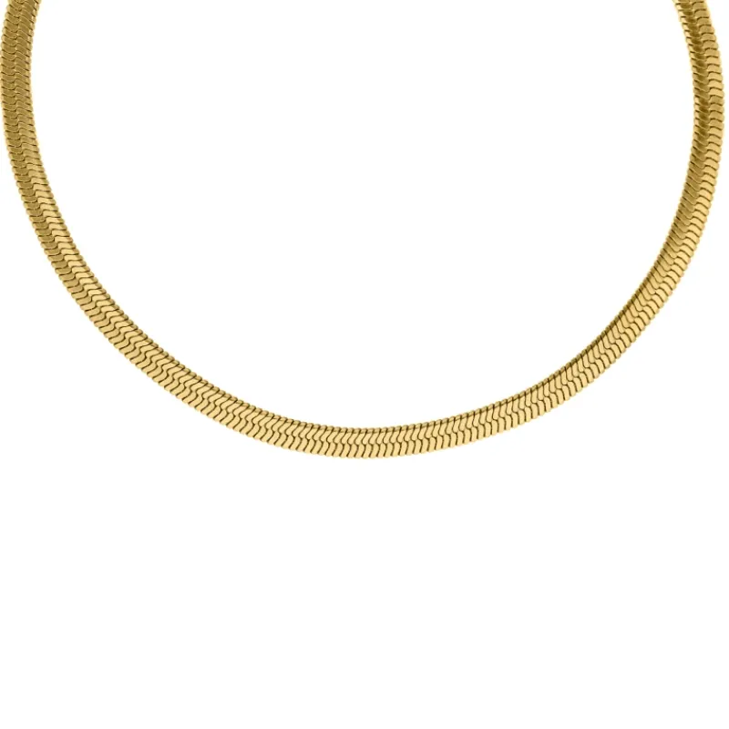 Finaste Platte snake ketting goudkleurig Best
