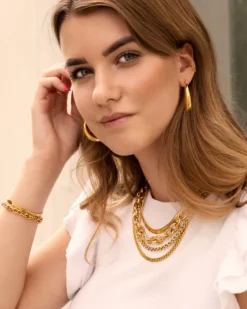 Finaste Platte snake ketting goudkleurig Best
