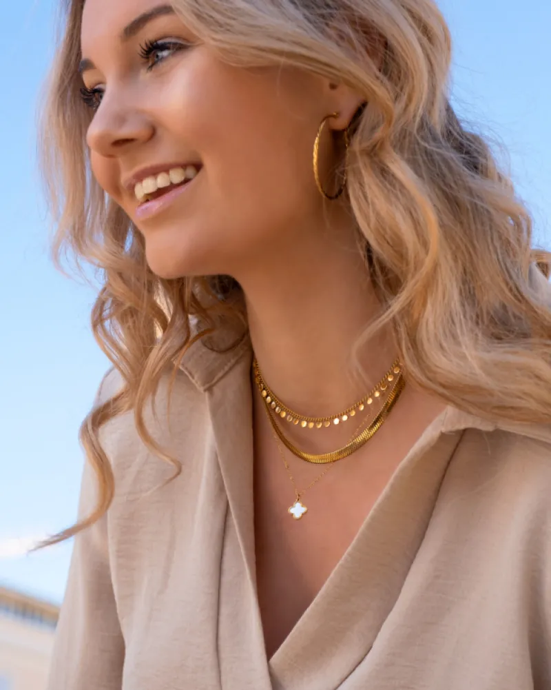 Finaste Platte snake ketting goudkleurig Best