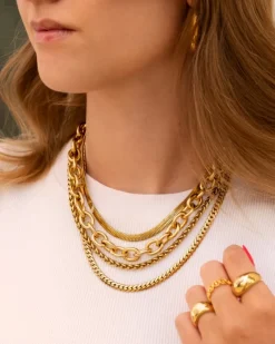 Finaste Platte snake ketting goudkleurig Best