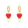 Finaste Red heart & pearl earrings goudkleurig Best