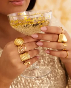 Finaste Ring chunky striped goudkleurig Outlet