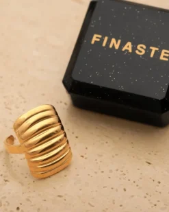 Finaste Ring chunky striped goudkleurig Outlet