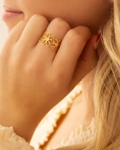 Finaste Ring flowers goudkleurig Sale
