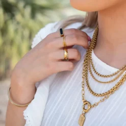 Finaste Ring geometrische print goud kleurig Outlet