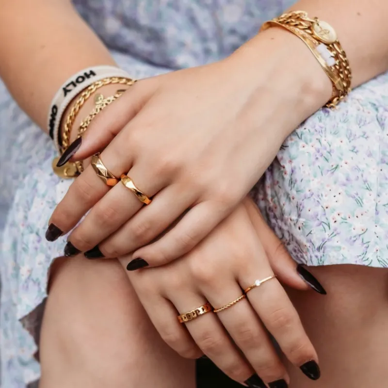 Finaste Ring geometrische print goud kleurig Outlet