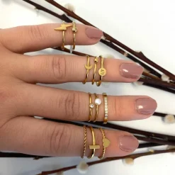 Finaste Ring met bolletje groot Goud kleurig Discount