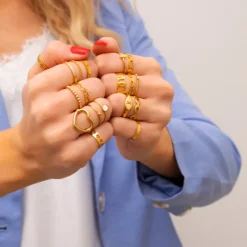 Finaste Ring met bolletje groot Goud kleurig Discount