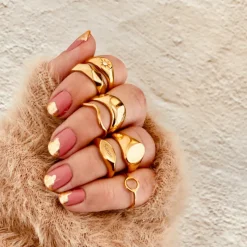Finaste Ring met Golven Goud kleurig Discount