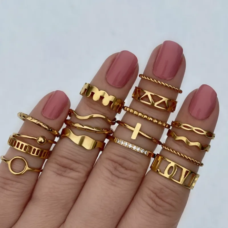 Finaste Ring met Golven Goud kleurig Discount