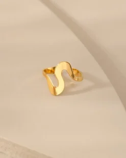 Finaste Ring met golven kleur goud Fashion