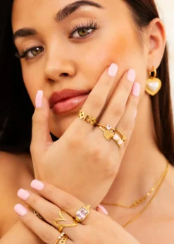 Finaste Ring met graveerbaar hartje goud kleurig Clearance
