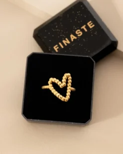 Finaste Ring met hartje bolletjes goudkleurig Fashion