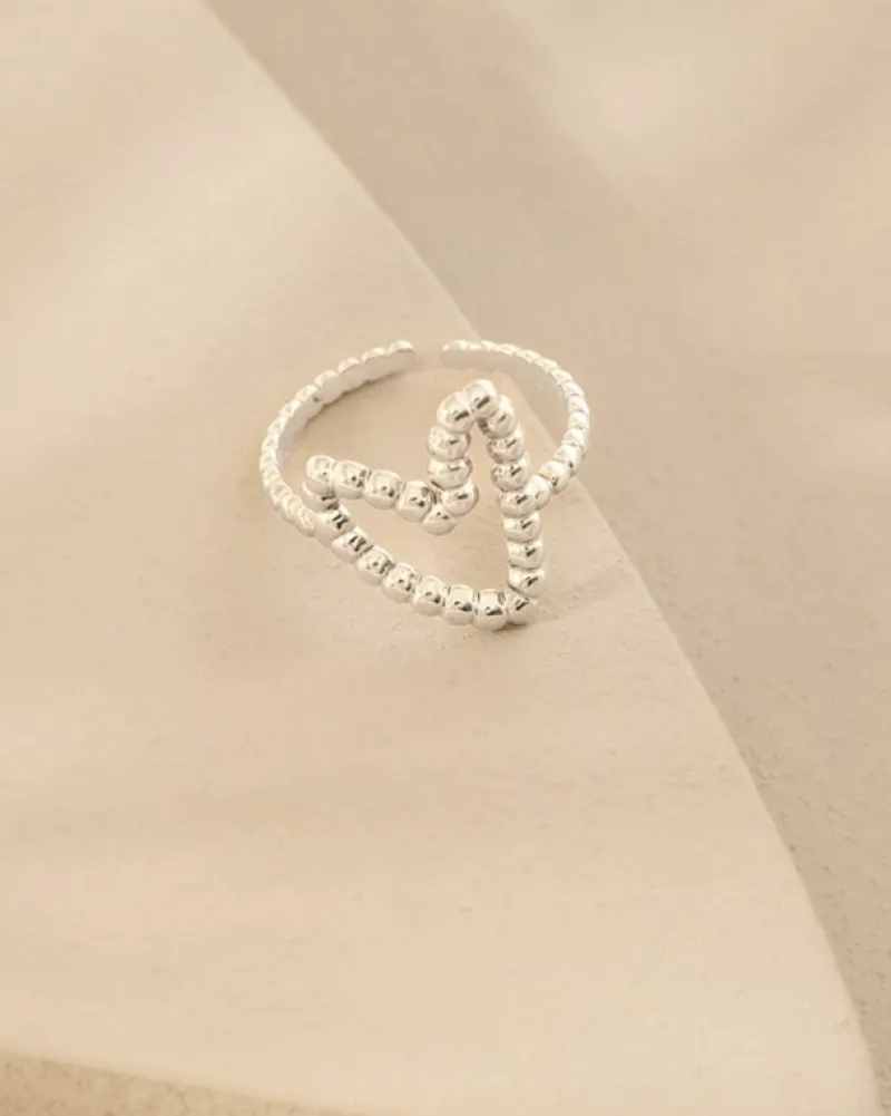 Finaste Ring met hartje bolletjes Discount