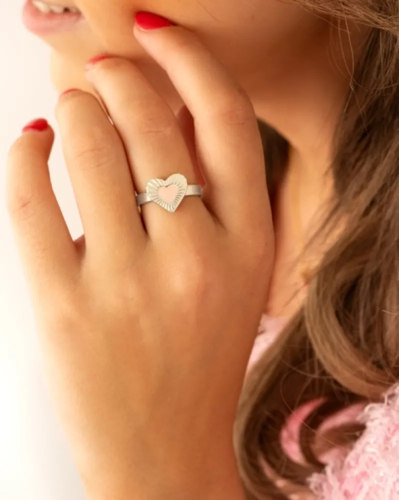 Finaste Ring met hartje roze New