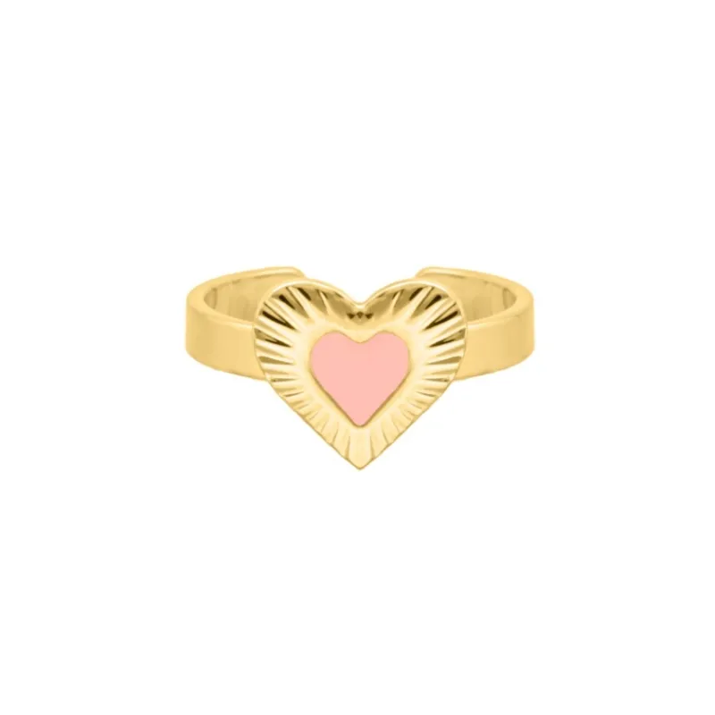 Finaste Ring met hartje roze goudkleurig Hot