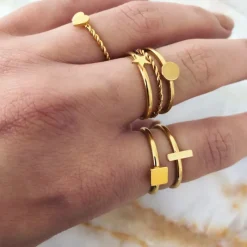 Finaste Ring met muntje goud kleurig Clearance