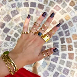 Finaste Ring met Steentje Goud kleurig New