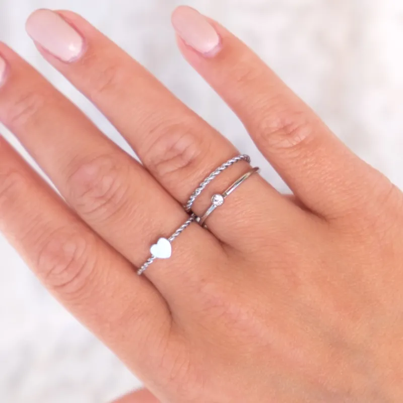 Finaste Ring met Steentje kleur zilver Sale